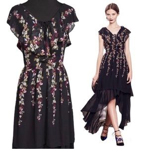 Black & Floral Design High Low Maxi Dress / Chiffon/ LC/ Lauren Conrad